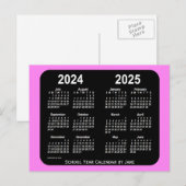 2024-2025バイオレットネオンミニスクールカレンダーby Janz ポストカード (正面/裏面)
