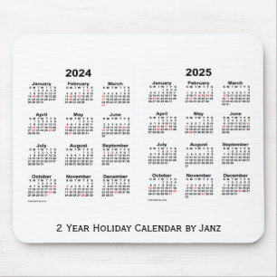 2024-2025白Janz著2年の休日のカレンダー マウスパッド