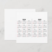2024 2025 カレンダー 2年間 黒白 (正面/裏面)