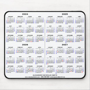 2024-2025 4年カレンダーブラック名前をカスタムするシンプル マウスパッド