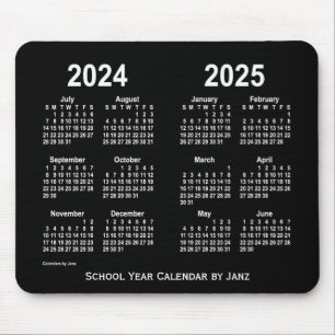 2024-2025 Janz著ネオン白い学校のカレンダー マウスパッド