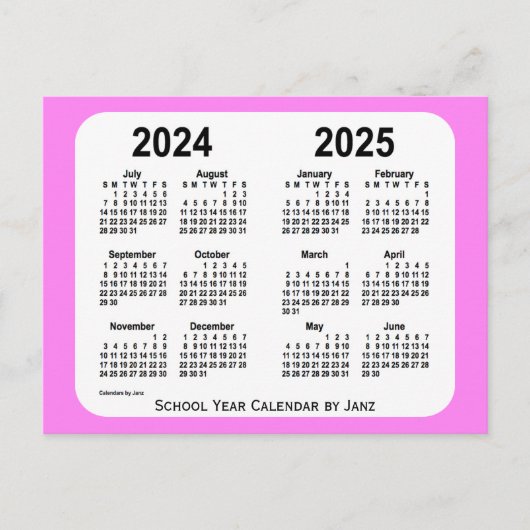 2024-2025 Violet Mini School Calendar by Janz ポストカード (正面)