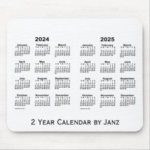 2024-2025 White 2 Year Calendar by Janz Mousepad マウスパッド