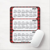 2024-2026赤い格子縞3年カレンダーby Janz マウスパッド (マウス)