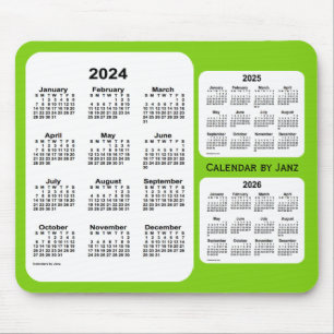 2024-2026黄緑3年暦(1月) マウスパッド