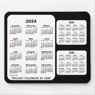 2024-2026黒Janz著3年の休日のカレンダー マウスパッド