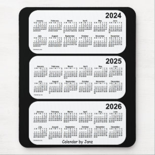 2024-2026 Janz著白黒3年のカレンダー マウスパッド