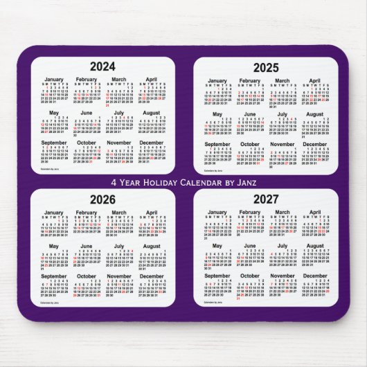 2024-2027パープルホリデーカレンダーby Janz マウスパッド (正面)