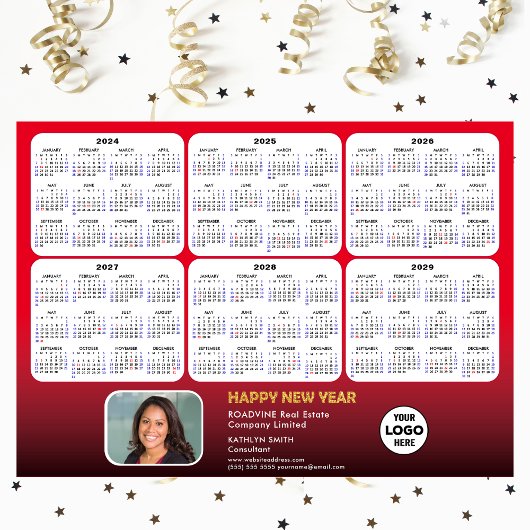 2024-2029カレンダーマグネットビジネスロゴ写真RED