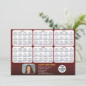 2024 - 2029カレンダーモダンビジネス赤い新年 シーズンカード (スタンド正面)