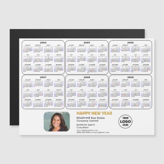 2024-2029カレンダー企業のフォトホワイト磁気 (正面/裏面)