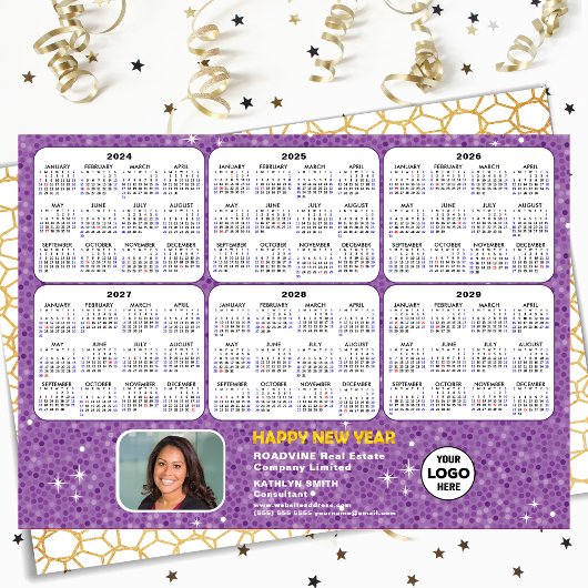 2024 - 2029年カレンダビジネスロモダンゴ新年 シーズンカード