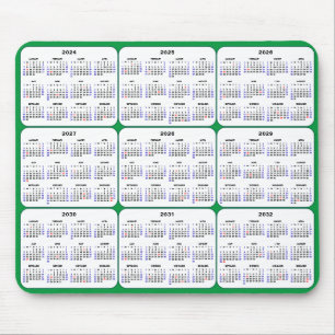 2024 - 2032カレンダー(米国の祝日を除く) マウスパッド