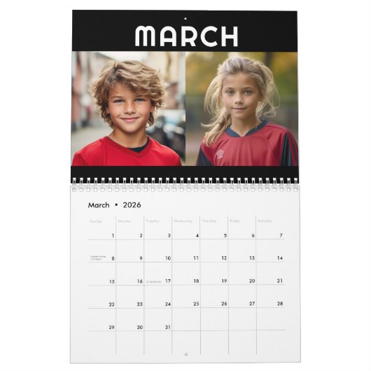 2024 - 24写真 – 1か月あたり2家族モダンの写真 カレンダー (3月 2026)