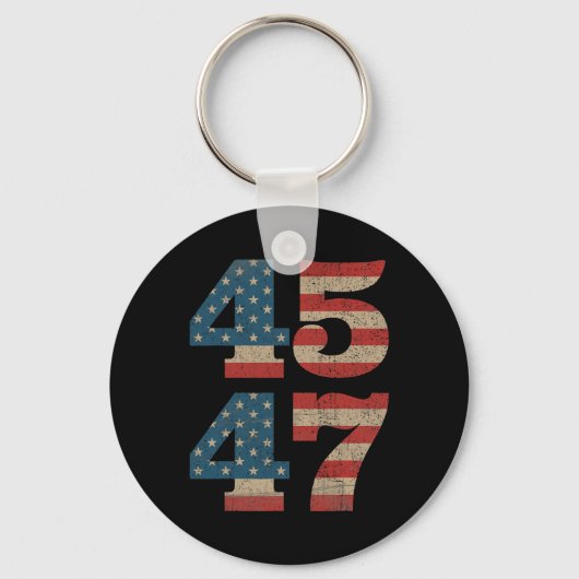 2024 45 47ヴィンテージアメリカ国旗のレトロ4547トランプ キーホルダー (正面)