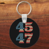 2024 45 47ヴィンテージアメリカ国旗のレトロ4547トランプ キーホルダー (正面)