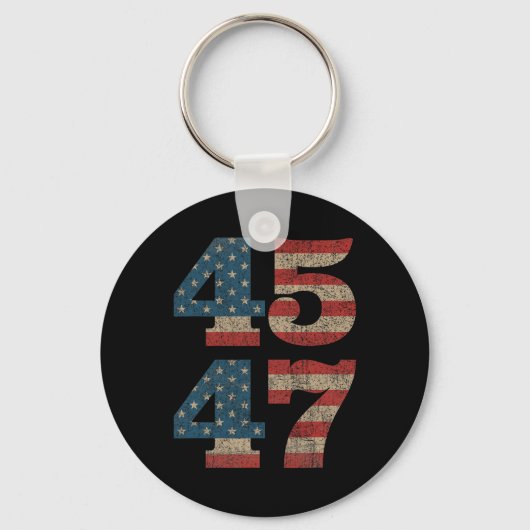 2024 45 47ヴィンテージアメリカ国旗のレトロ4547トランプ キーホルダー (正面)