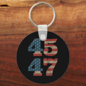 2024 45 47ヴィンテージアメリカ国旗のレトロ4547トランプ キーホルダー (正面)