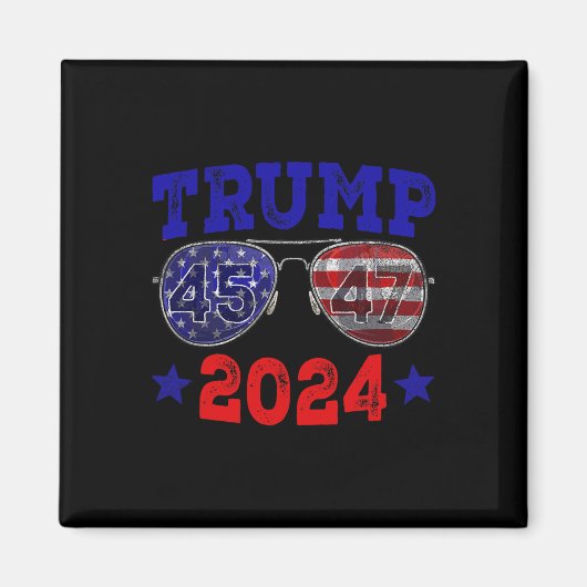 2024 45 47 アメリカ国旗サングラス トランプ 2024  マグネット (正面)