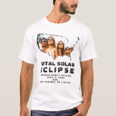 2024 American Total 太陽の Eclipse USAの地図と写真 Tシャツ (正面)