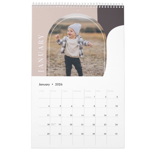 2024 Archミニマルファミリ写真スタイリッシュテンプレート カレンダー (1月 2026)