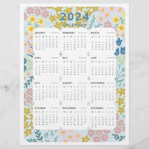 2024 At A GlanceカレンダーフローラOffice Decor チラシ