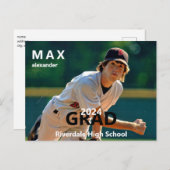 2024 Baseball Photo Graduation Announcement II ポストカード (正面/裏面)