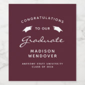 2024 Burgundy White Script Cap卒業 ワインラベル (シングルラベル)