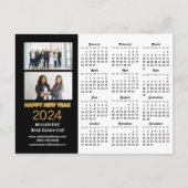 2024 Business 2フォトモダン金ゴールド黒カレンダー シーズンポストカード (正面)