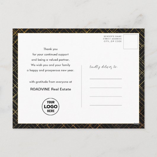 2024 Business 2フォト金ゴールドモダンスクリプトカレンダー シーズンポストカード (裏面)