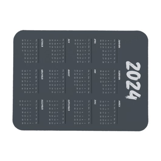 2024 Calendar Black And White Simple  マグネット (横)