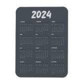 2024 Calendar Black And White Simple  マグネット (縦)