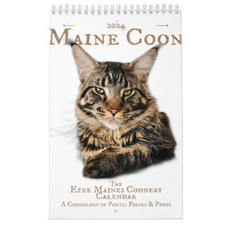 2024 Calendar Maine Coon cats & kittens, poetry カレンダー