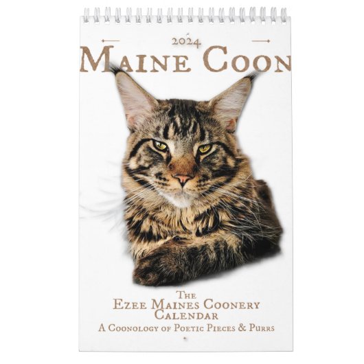 2024 Calendar Maine Coon cats & kittens, poetry カレンダー (カバー)