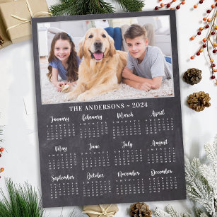 2024 Chalkboard家族素朴犬のフォトカレンダー シーズンポストカード