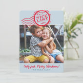 2024 CHRISTMAS PHOTO NICEおもしろい list stamp blue シーズンカード (スタンド正面)