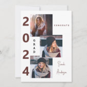 2024 Collage写真Burgundy Grad発表 招待状 (正面)