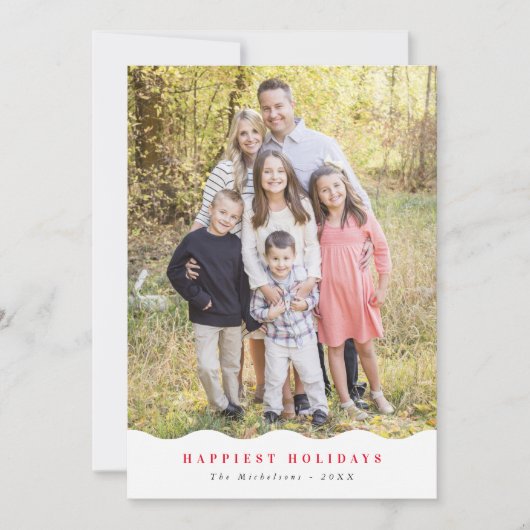 2024 FAMILY PHOTO ミニマル HAPPIEST holidays wave 案内状 (正面)