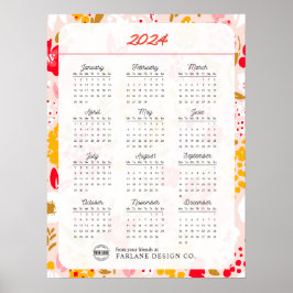 2024 Flower Business Logo月次カレンダー ポスター
