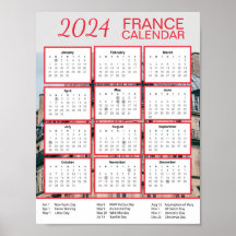 2024 France Calendar in EnglishダウンロードPdf 3.50
