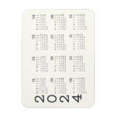 2024 Full Year Calendar Black And White Elegant マグネット (縦)