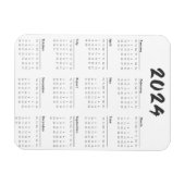 2024 Full Year Calendar Black And White Minimalist マグネット (横)