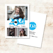 2024 GRAD はっきりした Cap 3フォトスカイブルー卒業 案内状