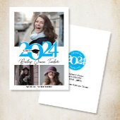 2024 GRAD はっきりした Cap 3フォトスカイブルー卒業 案内状