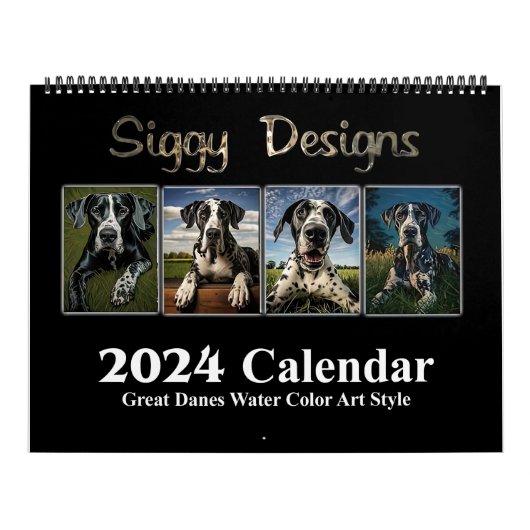 2024 Great Dane Water Color （カスタマイズ可能） カレンダー (カバー)
