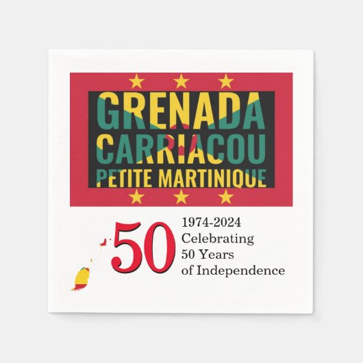 2024 GRENADIAN 50th Anniversary独立紙 スタンダードカクテルナプキン (正面)