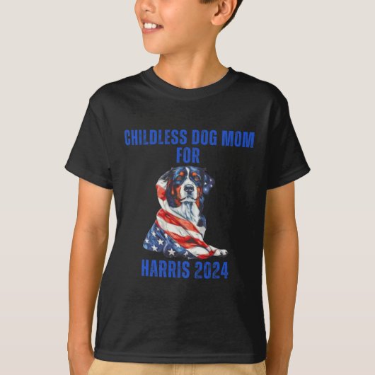 2024 Harris 2024用の子供のない犬の母 Tシャツ (正面)