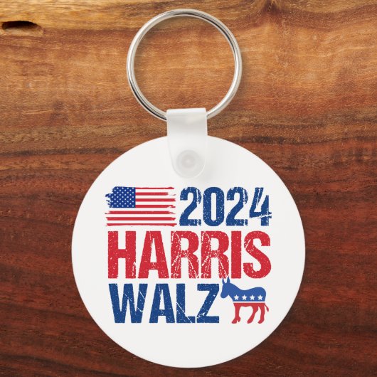 2024 Harris Walz民主党議員ドンキーアメリカン選挙 キーホルダー (正面)