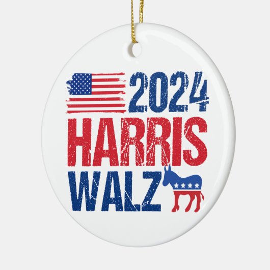 2024 Harris Walz民主党議員ドンキークリスマス セラミックオーナメント (左)
