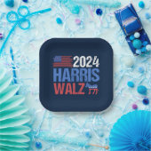 2024 Harris Walz選挙夜パーティーブルー ペーパープレート (パーティー)